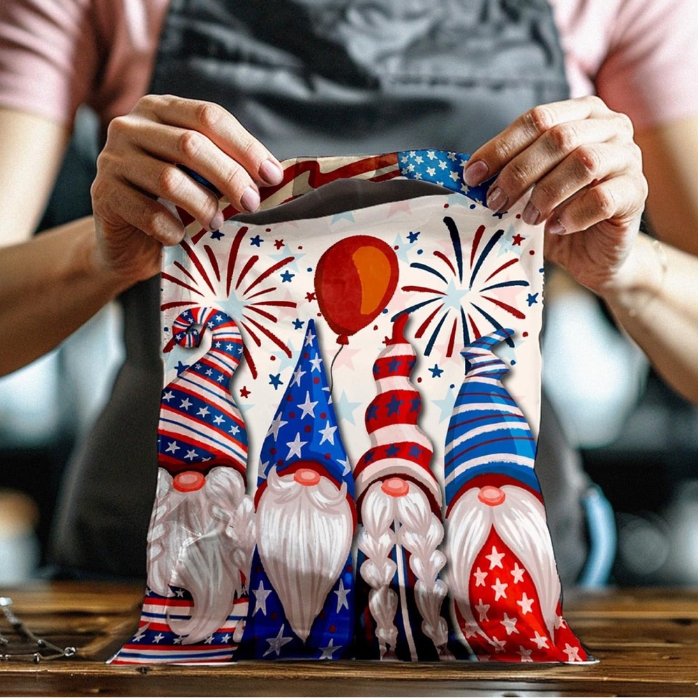 Patriotic Gnome 10” x 13” Poly Mailers - Red, White, and Blue - Picture 2 of 5